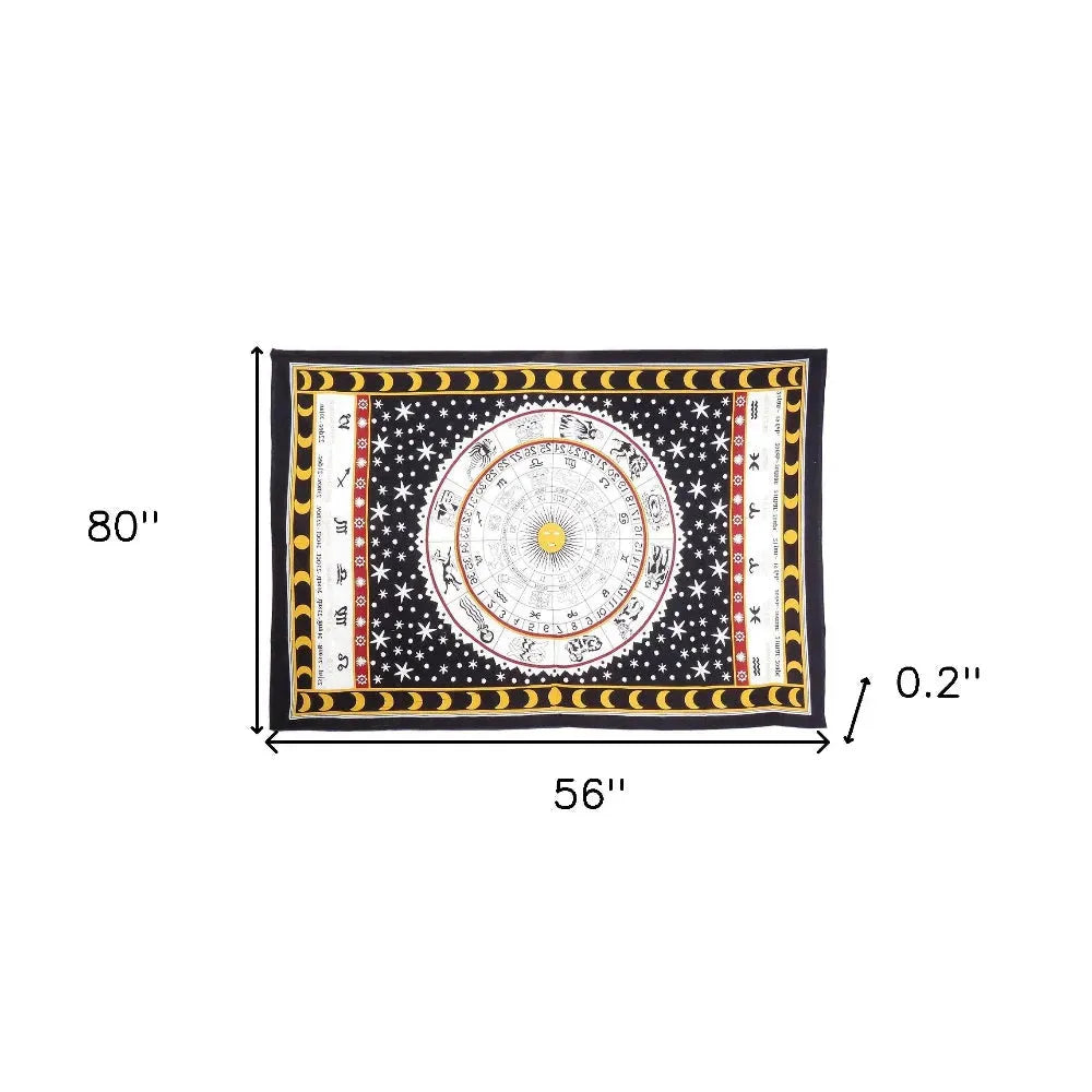 WhiteTwin Size Cotton Zodiac Wall Decor Tapesty