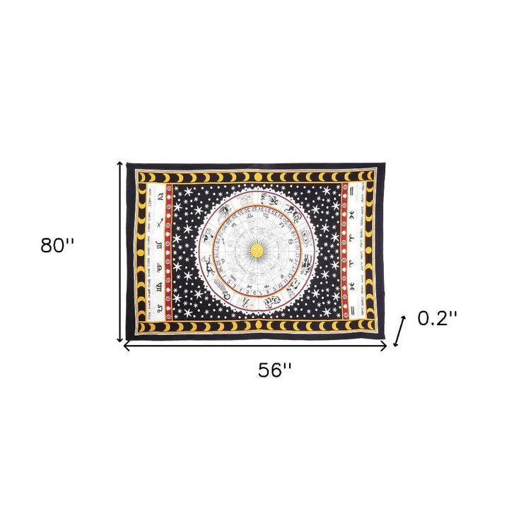 WhiteTwin Size Cotton Zodiac Wall Decor Tapesty