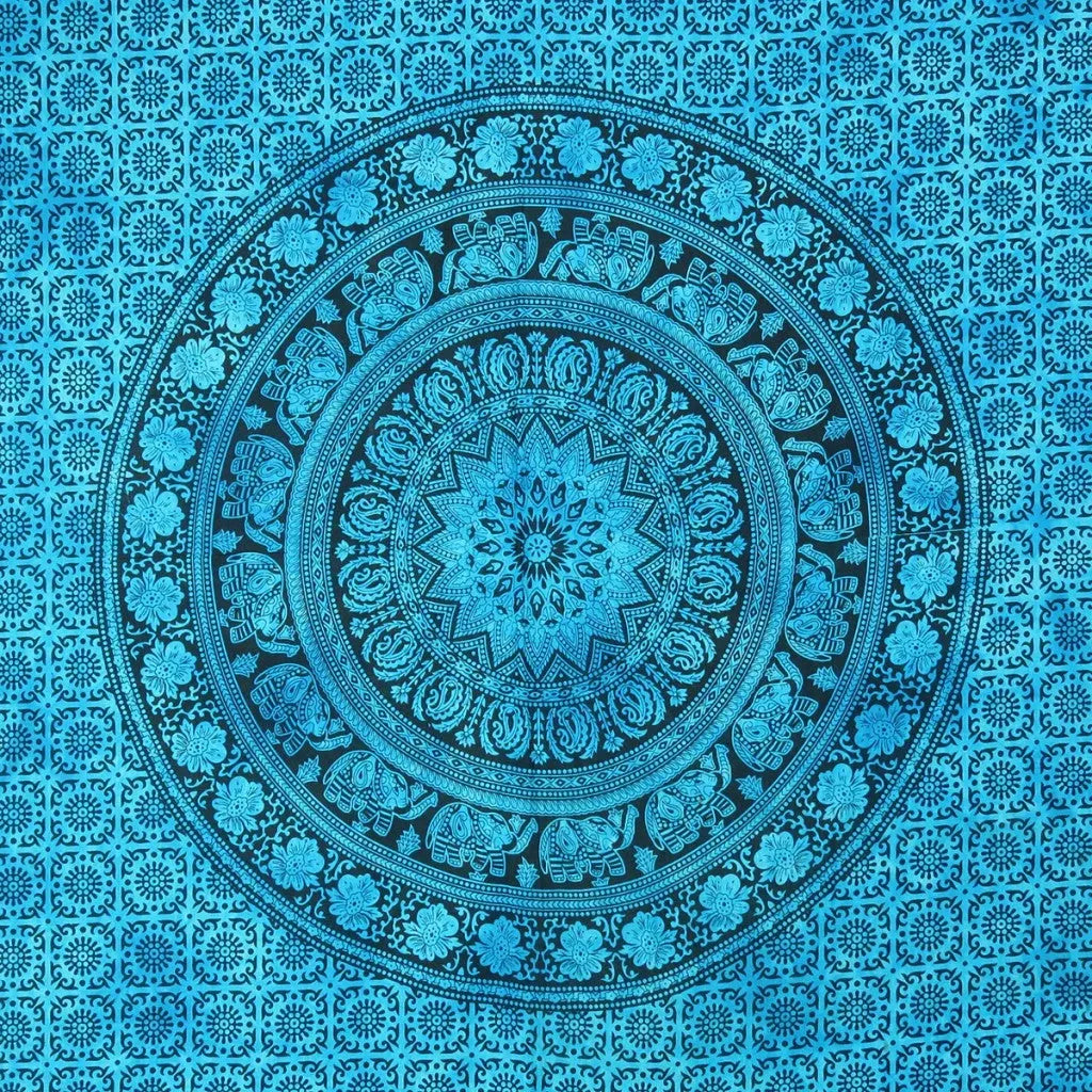 TurquoiseTwin Size Handmade Cotton Mandala Tapesty