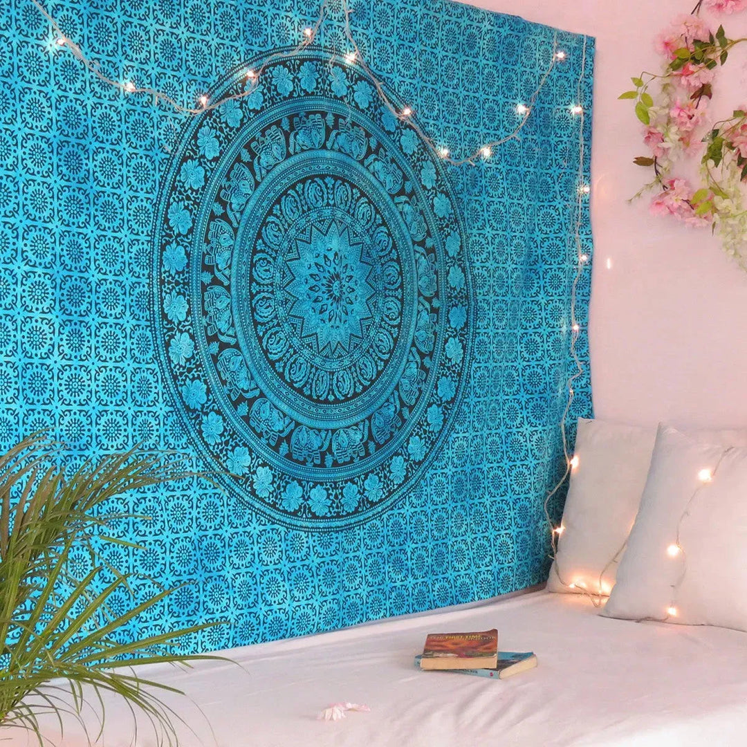 TurquoiseTwin Size Handmade Cotton Mandala Tapesty