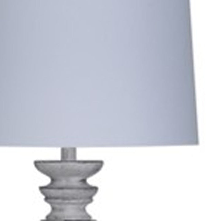 63" White Resin Floor Lamp With White Fabric Drum Shade