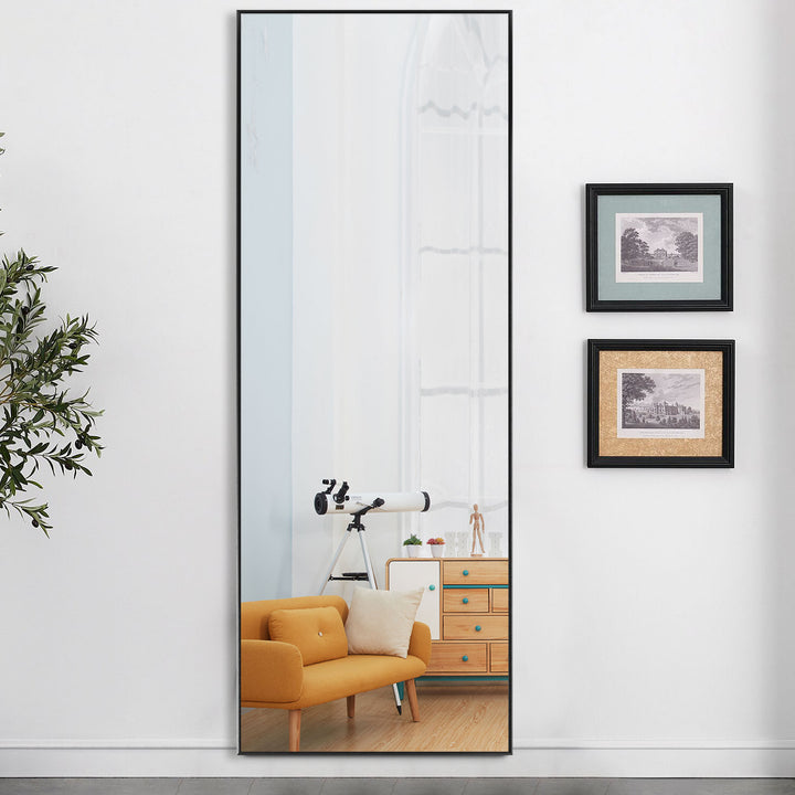 71" Black Metal Freestanding and Wall Mount Accent Mirror