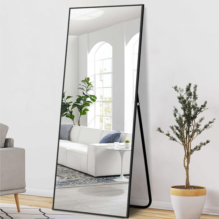 71" Black Metal Freestanding and Wall Mount Accent Mirror