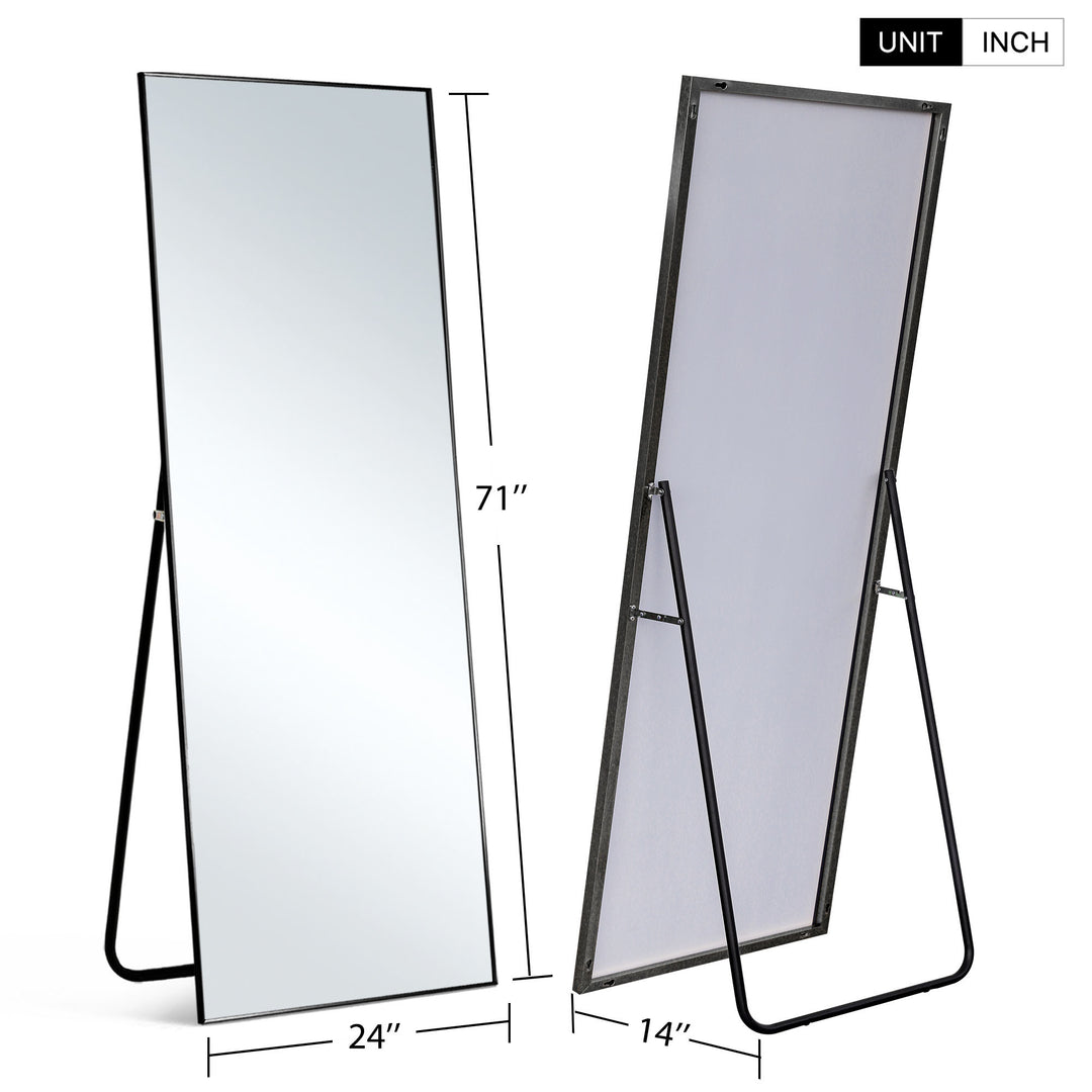 71" Black Metal Freestanding and Wall Mount Accent Mirror