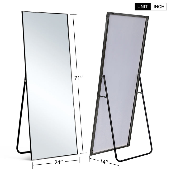 71" Black Metal Freestanding and Wall Mount Accent Mirror