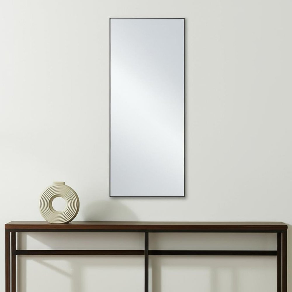 71" Black Metal Freestanding and Wall Mount Accent Mirror