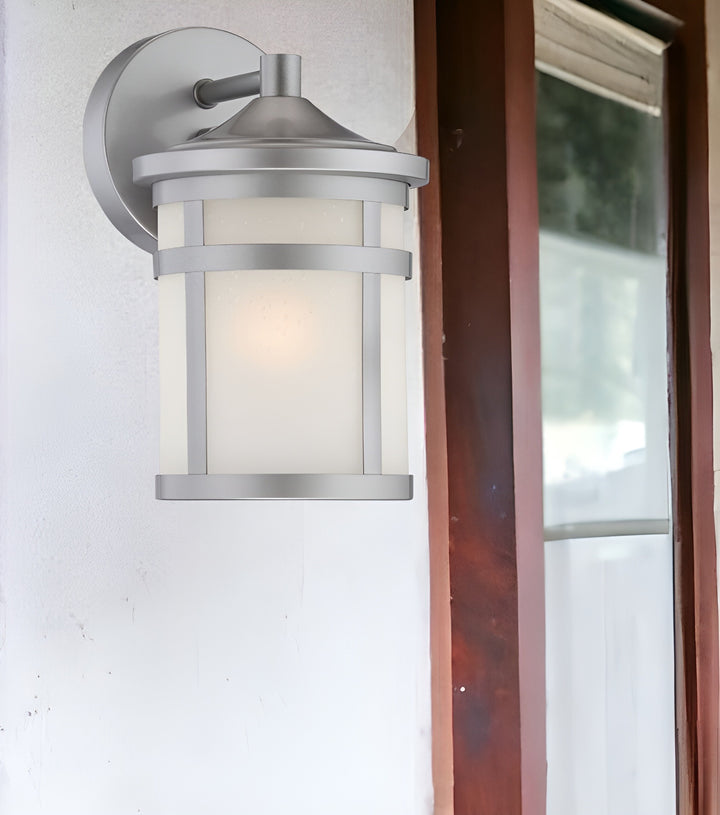 Brushed Silver Lantern Outdoor Wall Light – Stylish Security & Timeless Appeal | Hanging Fixture | Trufairs