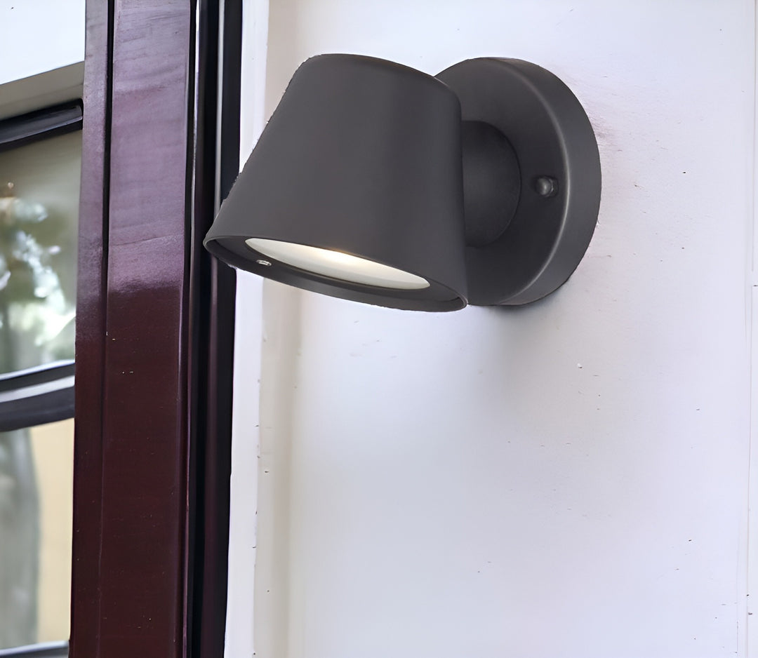 LED Short Cone Outdoor Wall Light – Modern Matte Black & Energy Efficiency | Sleek Exterior Sconce | Trufairs