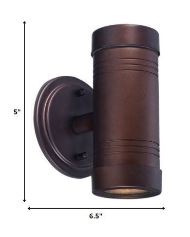 Dual Beam Bronze Cylinder Outdoor Wall Light – Contemporary Up-and-Down Lighting | Modern Entry Sconce | Trufairs