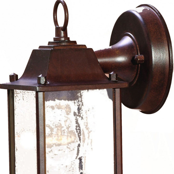 Waterfall Glass Lantern Outdoor Wall Light – Dark Brown Finish & Sparkling Clarity | Hanging Sconce | Trufairs