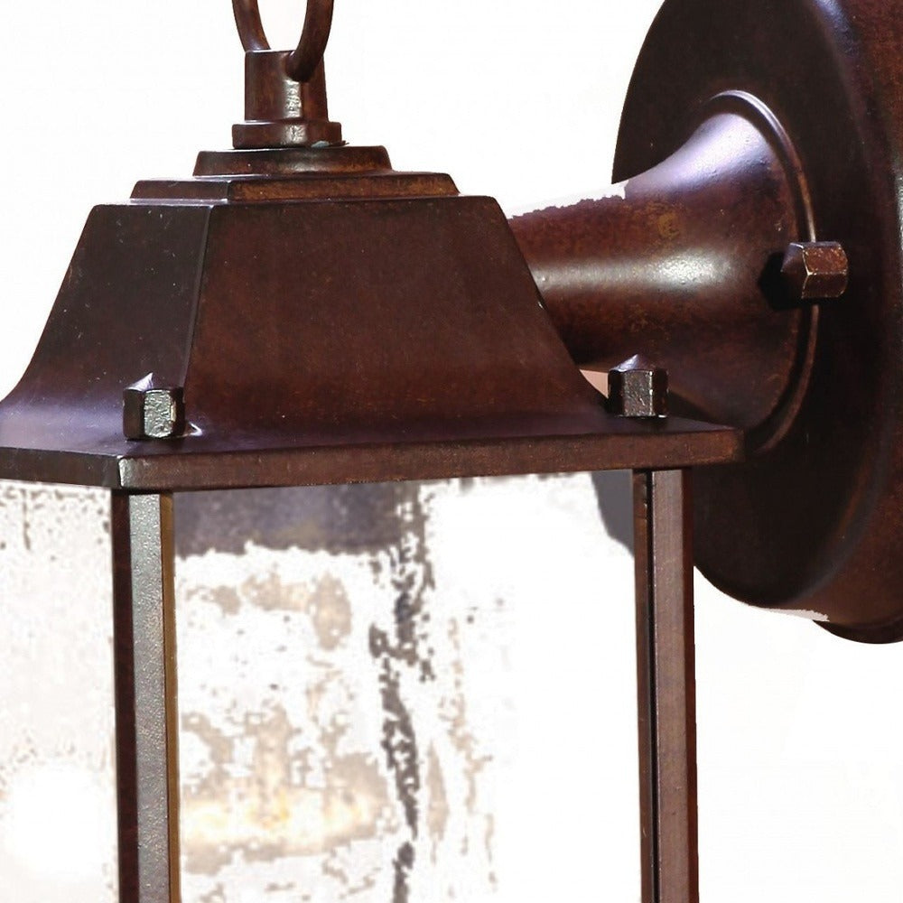 Waterfall Glass Lantern Outdoor Wall Light – Dark Brown Finish & Sparkling Clarity | Hanging Sconce | Trufairs