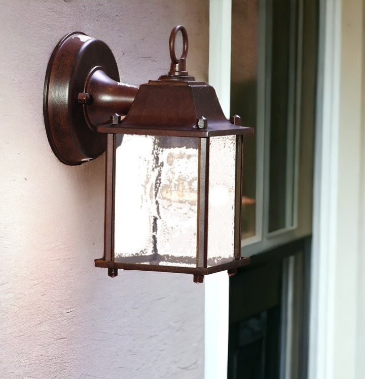 Waterfall Glass Lantern Outdoor Wall Light – Dark Brown Finish & Sparkling Clarity | Hanging Sconce | Trufairs