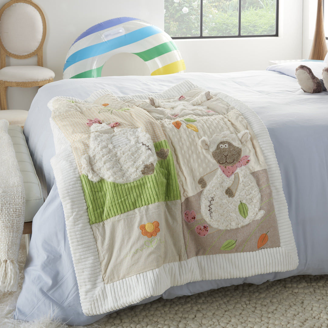 Beige, Green & White Polyester Quilt – Ultra-Soft Decorative Layer | Trufairs