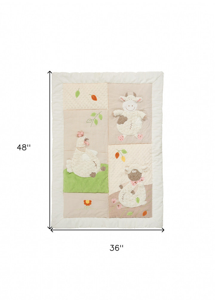 Beige, Green & White Polyester Quilt – Ultra-Soft Decorative Layer | Trufairs
