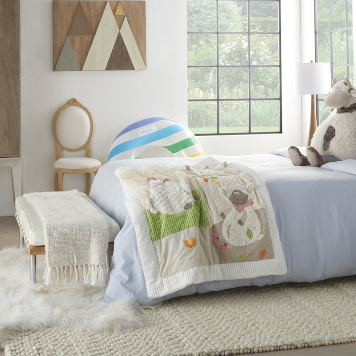 Beige, Green & White Polyester Quilt – Ultra-Soft Decorative Layer | Trufairs