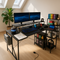 NovaSync 58" Reversible L-Shaped Desk with RGB Lighting & Integrated Power Hub – Black
