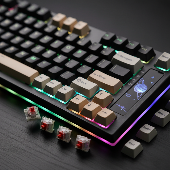 Best mechanical wireless keyboard, RGB Backlights, BT5.0/2.4G/USB-C, Dye Sub PBT Keycaps for Linux/Win/Mac, Trufairs backlit wireless gaming keyboard