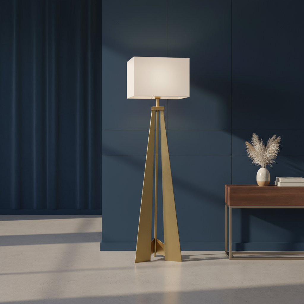 60" Floor Lamp With White Fabric Novelty Shade