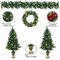 4 Pieces Christmas Decoration Set with Garland Wreath and Entrance Trees