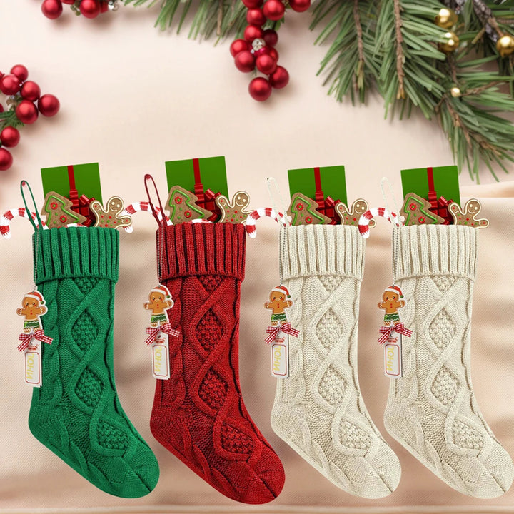 Personalized Christmas Stocking Large Capacity Cute Christmas Stockings Wear Resist Stocking Gift Bag Fireplace Party Decoration