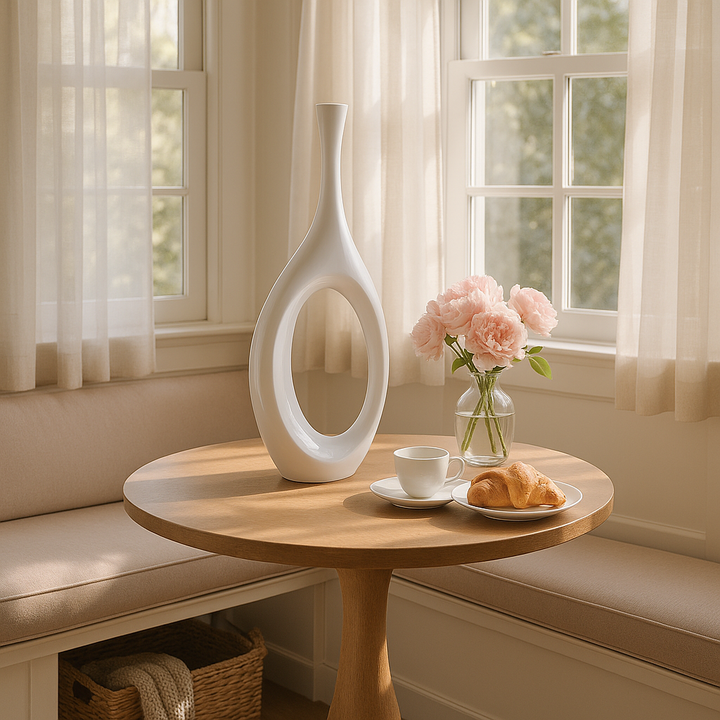 Premium Trombone Set in White - Contemporary Resin Floor Sculptures with Glossy Finish