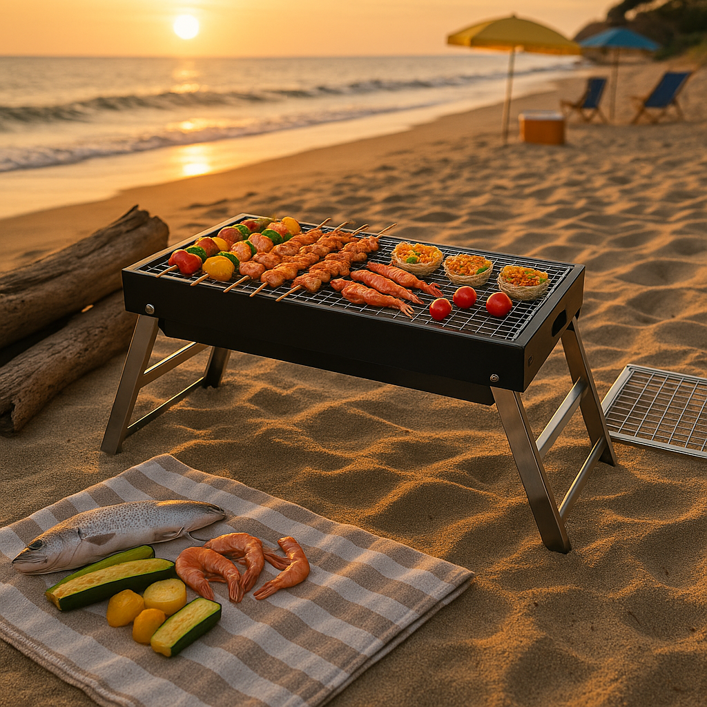 Compact Foldable Charcoal BBQ Grill with Stainless Steel Grate and Quick Setup