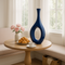 Premium Trombone Vase Large in Navy Blue - Contemporary Resin Floor Sculpture with Glossy Finish