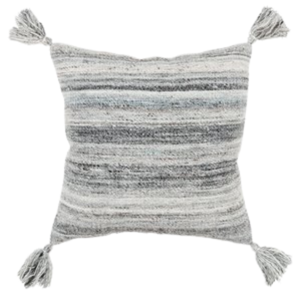 Premium 20" Gray Striped Indoor Outdoor Throw Pillow - Weather-Resistant Cotton Design with Reversible Pattern