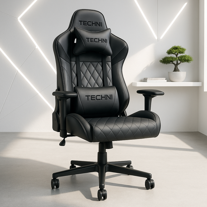 Techni Sport XL Ergonomic Gaming Chair – Heavy-Duty Memory Foam GamerXL Series in Gray with Adjustable 2D Arms & Lumbar Support