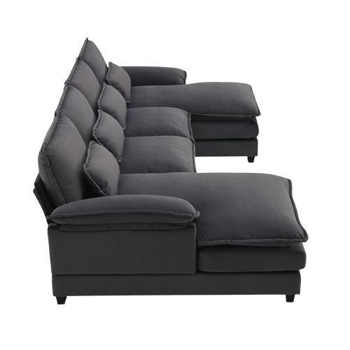 Modern U-Shaped Sectional Sofa with Waist Pillows & Chaise Lounge | Trufairs