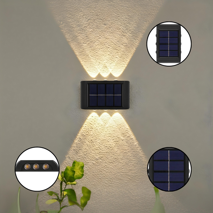 12pcs Outdoor Solar Wall Lights Up and Down Solar Light IP65 Waterproof Solar Lights for Outdoor Garden – Bright Dual-Beam Design for Elegant Ambiance | Solar Wall Lights | Trufairs