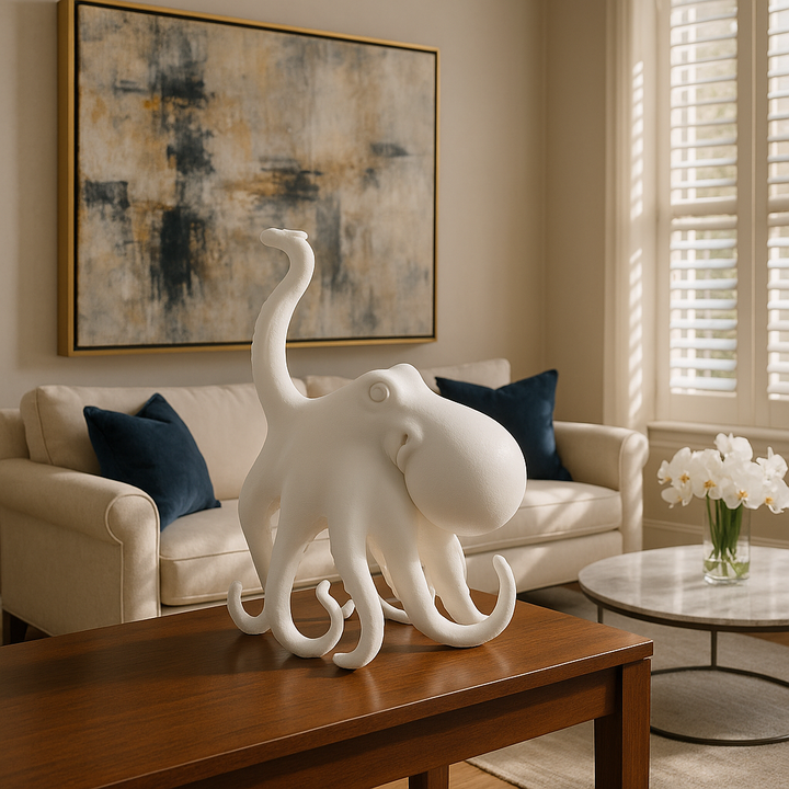 Exclusive Sugvar the Octopus Frosted White Resin Sculpture - Premium 18" Marine Art Collection