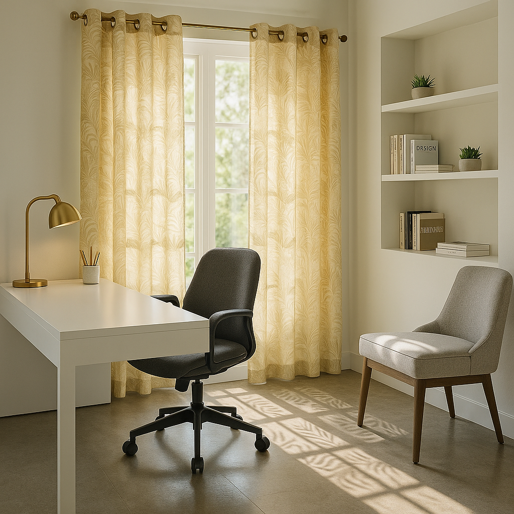 Madison Park Leilani Palm Leaf Burnout Window Sheer - 50" Wide Natural Beige Tropical Curtain Panel with Antique Silver Grommets (Single Panel)