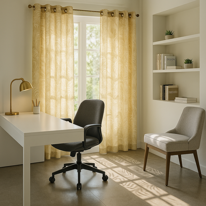 Madison Park Leilani Palm Leaf Burnout Window Sheer - 50" Wide Natural Beige Tropical Curtain Panel with Antique Silver Grommets (Single Panel)