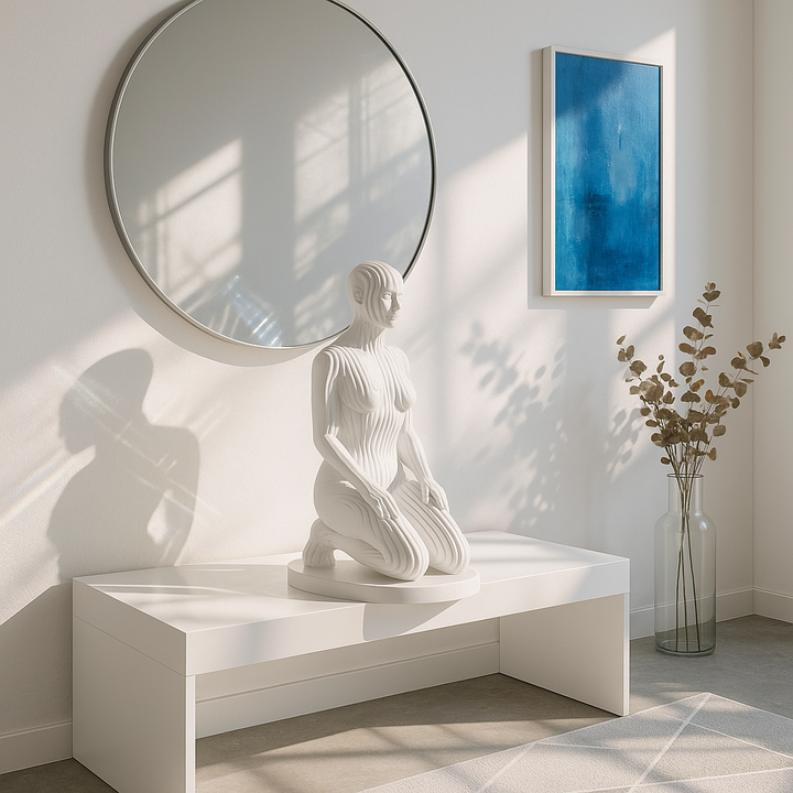 Exclusive Woman Pixel Matte White Sculpture - Premium 14" Contemporary Digital Art Collection