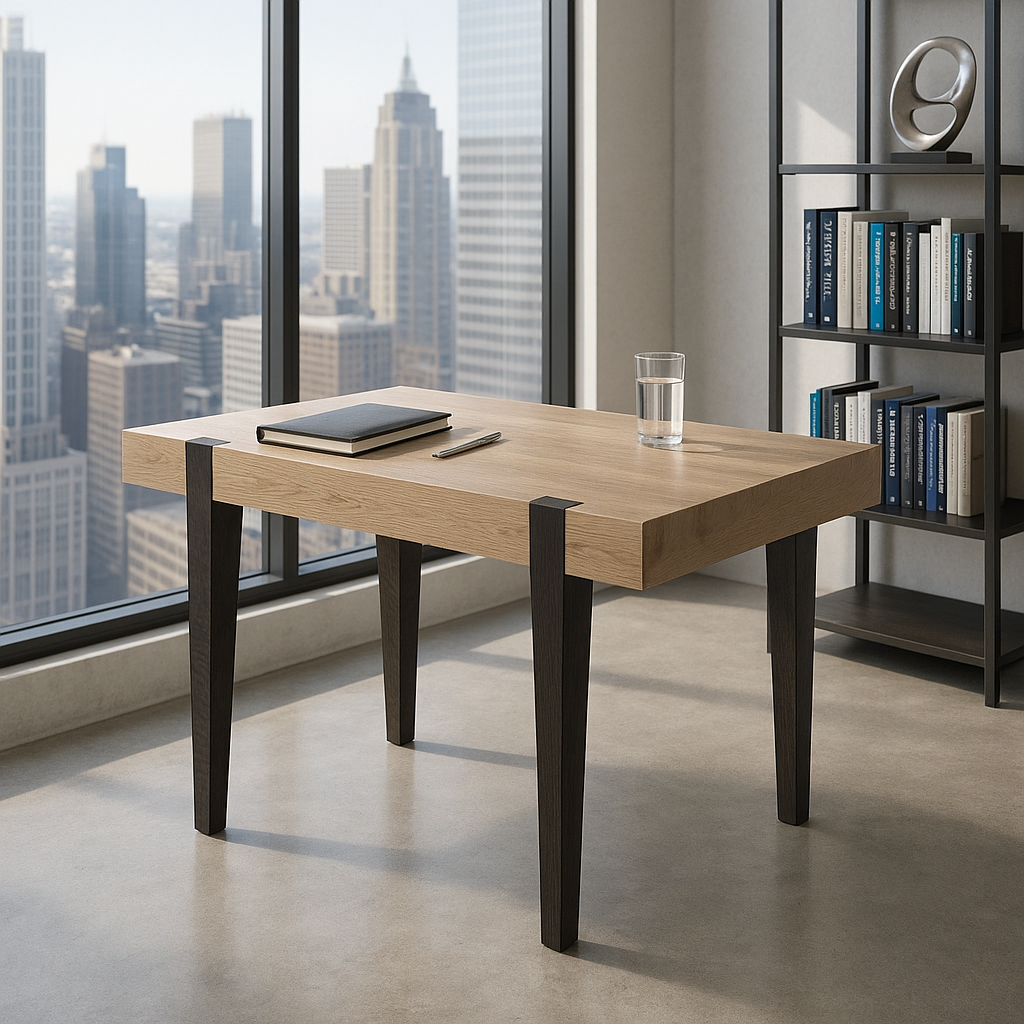45" Natural and Dark Brown Writing Desk