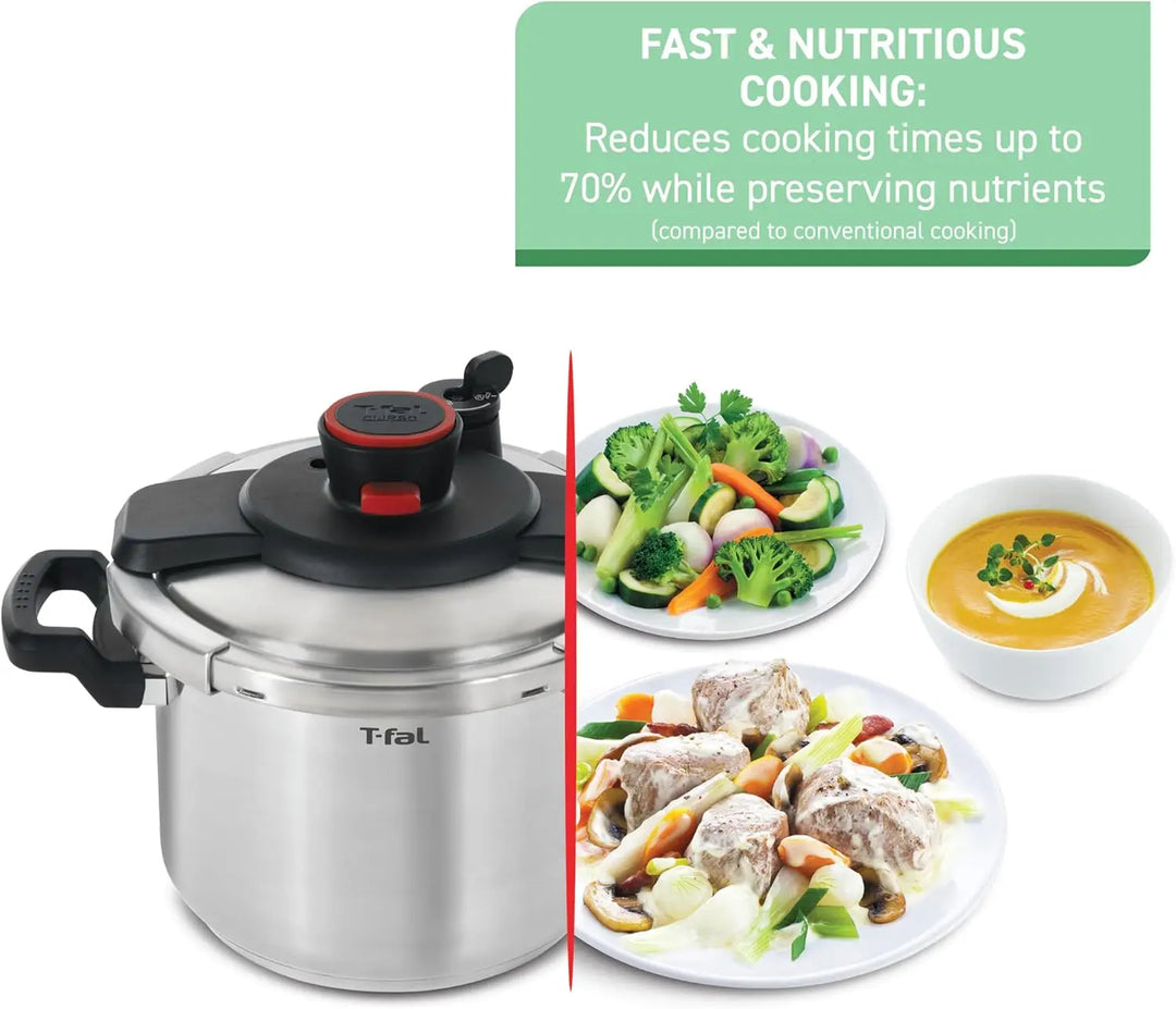 Clipso Stainless Steel Pressure Cooker 8 Quart, Induction Compatible, Secure locking System, One Hand System