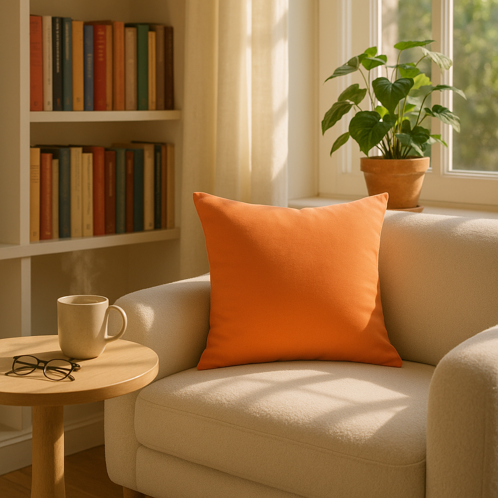 Vibrant Orange Handmade Indoor Outdoor Throw Pillow Cover - Premium 18" Cotton Accent