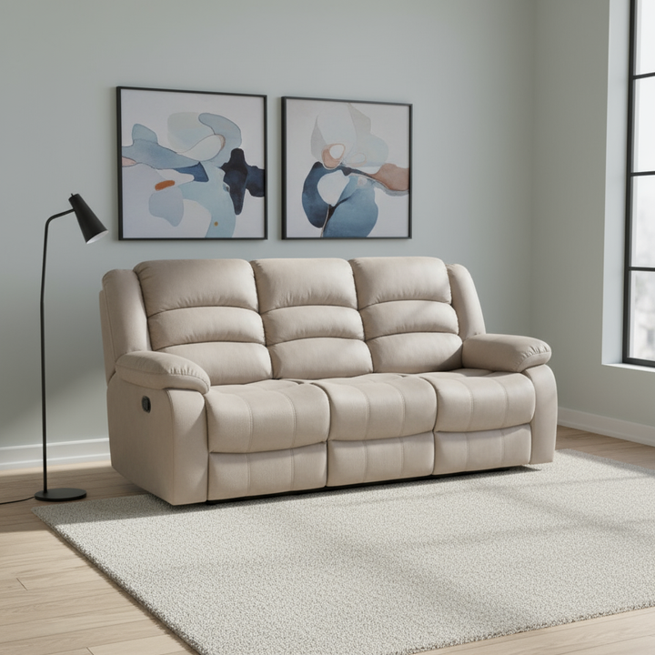 40" Contemporary Beige Fabric Sofa