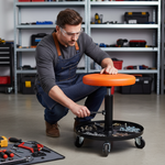Rolling Garage Mechanic Stool with Tool Tray – Adjustable Height Shop Seat with Swivel Wheels | Trufairs