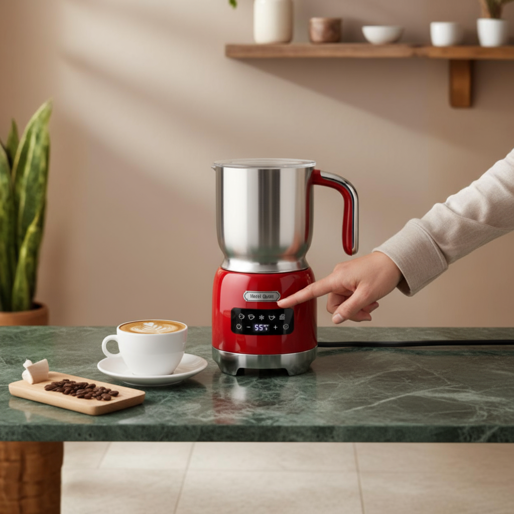 5in1 Ruby electric milk foam 5 settings Cold foam hot foam hot air foam Hot milk or hot chocolate LED touch control 400ML/13.5oz cold and hot latte, cappuccino 360°