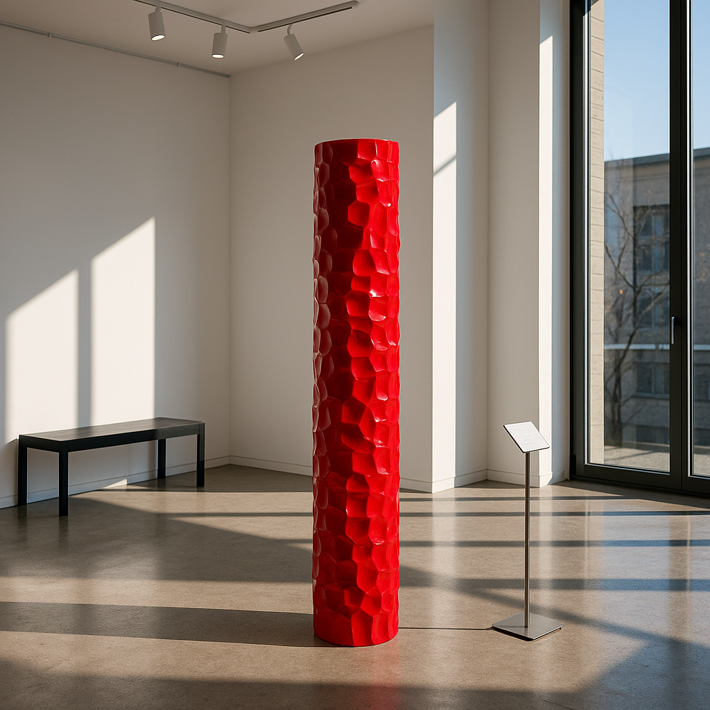 Premium 52" Textured Honeycomb Vase in Red - Contemporary Resin Floor Sculpture with Glossy Finish