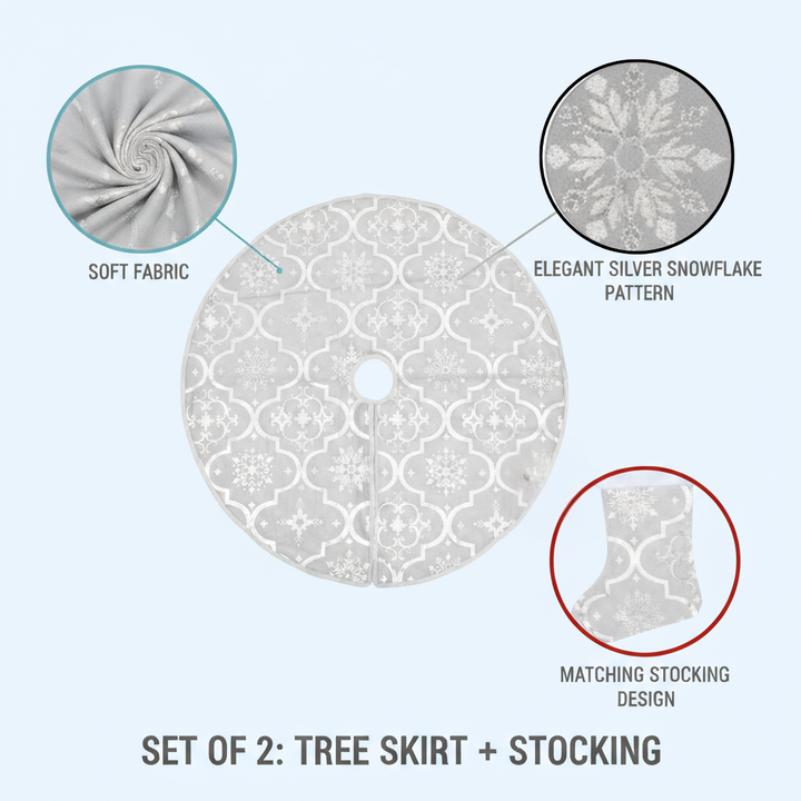 Luxury Christmas Tree Skirt with Sock White 4 ft Fabric