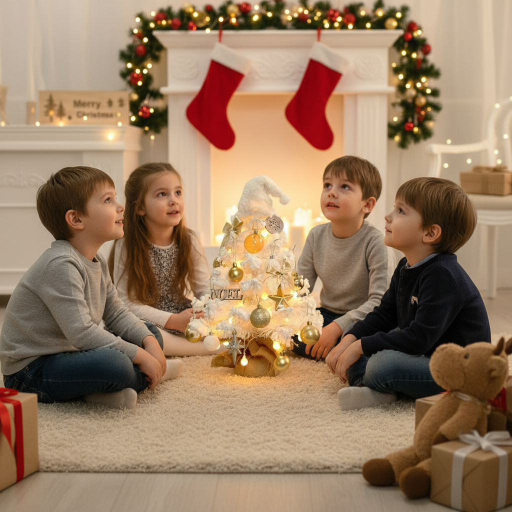 Tabletop Christmas Tree Small Mini Christmas Tree for Table Top;  Artificial Snow Flocked with Xmas Ornaments;  Gold Christmas Decorations for Home Office Apartment