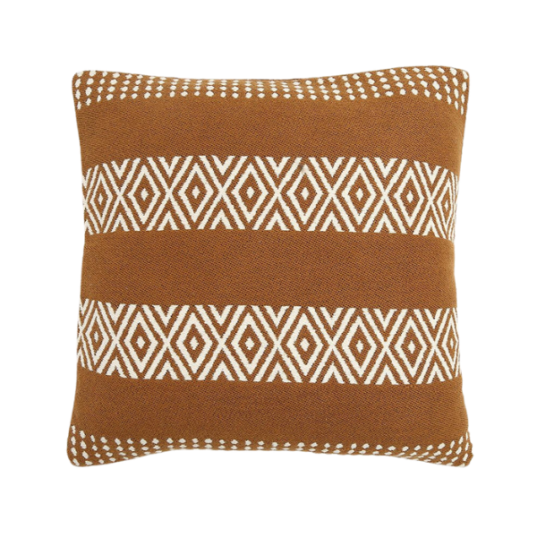 Modern 20" Rust and Ivory Handmade Striped Indoor Outdoor Throw Pillow Cover