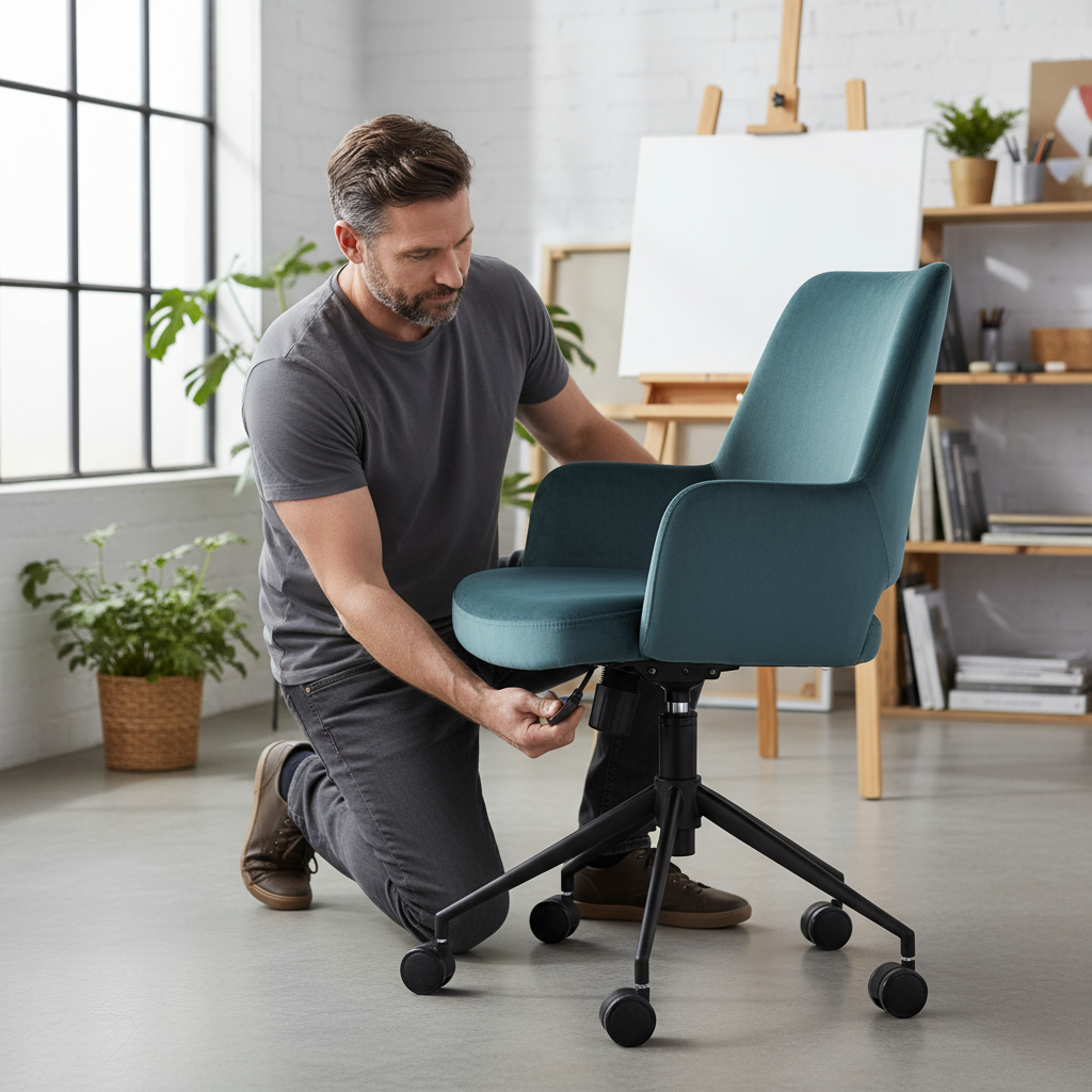 Blue and Black Adjustable Swivel Fabric Rolling Office Chair