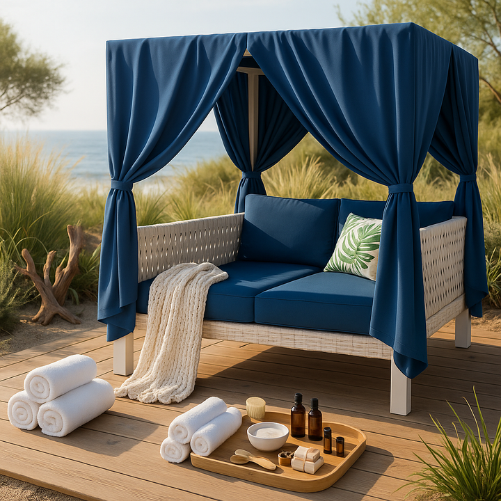 Exclusive Outdoor Patio Sunbed with Curtains - Premium High Comfort Multi-Scenario Collection