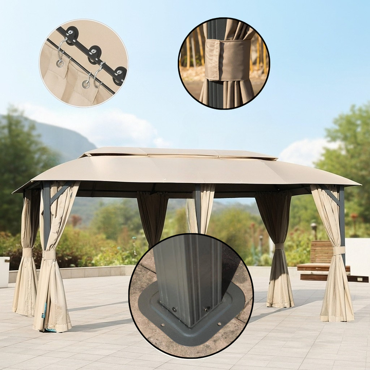 Exclusive Gazebo 10' x 20' - Premium Outdoor Double Roof Party Tent with Heavy Duty Metal Frame