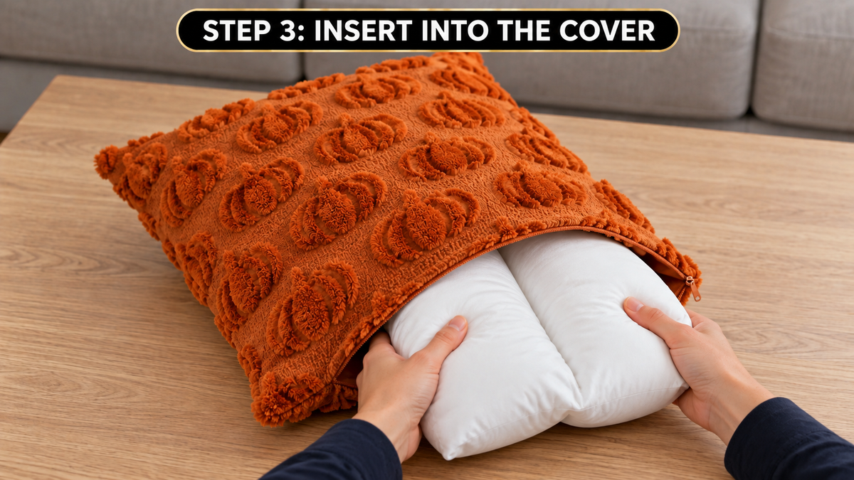 Pumpkin Pillow Covers Set of 2 | 3D Fall Decorative Covers - assembly and setup image 3