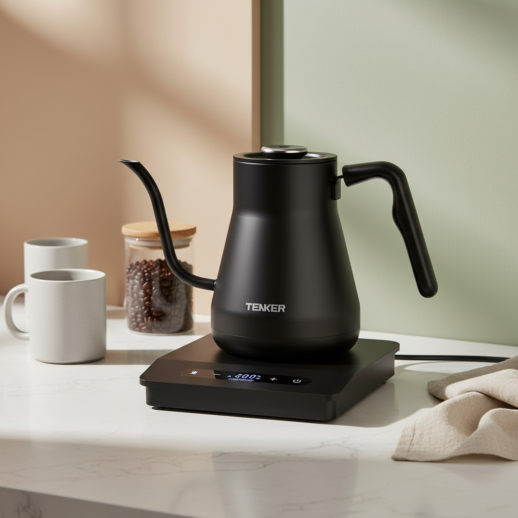Electric Gooseneck Kettle Temperature Control Pour-Over Tea Kettle for Coffee Brewing;  Stainless Steel Inner;  1300W Rapid Heating; Water Boiling Kettle Black